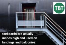 toeboards are usually ___ inches high and used on landings and balconies.